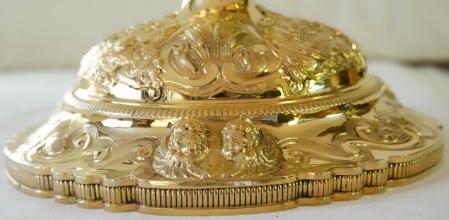 Ornate French antique solid silver gilt Baroque Chapel Set